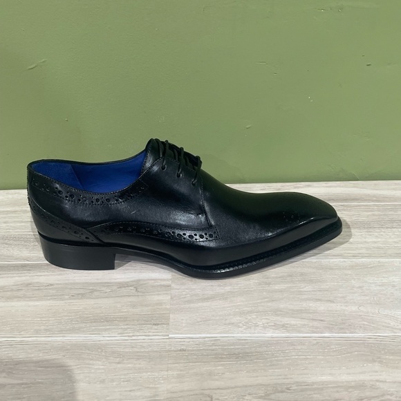 Emilio Franco Black Leather Men's Dress Shoes leather calf Oxford point toe - Picture 2 of 5